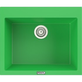 Resim Polex Cristalüx Granit Evye P-X60 Yeşil Tezgah Altı Ve Tezgah Üstü Kare Mutfak Evyesi 60x50 CM 