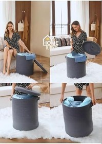 Resim Jüt Kapaklı Çamaşır Sepeti, Kirli Sepeti, Jüt Düzenleyici, Sepet Organizer Kulplu Sepet ANTRASİT 