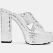 Resim Helpir Kadın Gümüş Kalın Topuklu Terlik Gümüş 