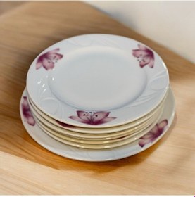 Resim Grande Porselen 7 Parça Pasta Servis Takımı - Pasta Tatlı Sunum Tabağı Beyaz 