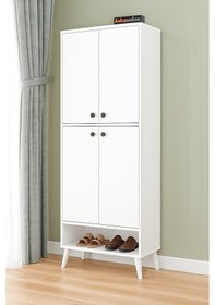 Resim Ae-1088 Patentli İmaj Beyaz Ayakkabılık, 9 Raflı, Ayaklı, 4 Kapak 