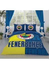 Resim Taç Fenerbahçe Parçalı Logo Pamuk Nevresim Takımı-Çok Renkli 