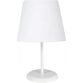 Resim Konik Beyaz Kumaş Kaplama Yatak Odası Genç ve Çocuk Odası Abajur Masa Lambası 