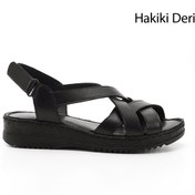 Resim GÖNDERİ(R) Kadın / Kız Siyah Cırt Bantlı Hakiki Deri Sandalet 