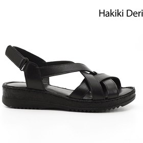 Resim GÖNDERİ(R) Kadın / Kız Siyah Cırt Bantlı Hakiki Deri Sandalet 