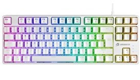 Resim GameBooster G23W Enigma TKL Rainbow Aydınlatmalı Red Switch Mekanik Beyaz Oyun Klavyesi 