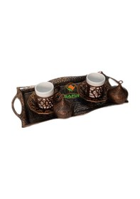 Resim Safir Şah Sultan Kahve Takımı 2 Kişilik Bakır Kahve Takımı A++ 