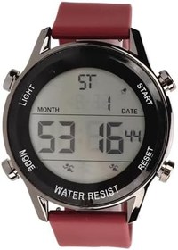 Resim VGEBY Dijital Kronograf Saat, WR50M ABS Plastik Su Geçirmez Aydınlık Büyük Ekran Açık Spor Erkekler Için İzle (Şarap kırmızısı) 