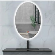Resim 60x80 H Cm Buğu Çözücülü Dokunmatik Işıklı Ledli Elips Banyo Aynası Şeffaf 