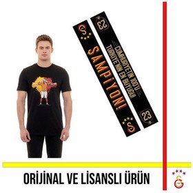 Resim Galatasaray Lisanslı Icardi T-shirt Ve 23 Şampiyonluk Şal Atkı Siyah 