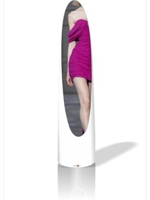 Resim İlginç Değişik 140 Cm Hediyelik Beyaz Silindir Elips Boy Aynası Beyaz 