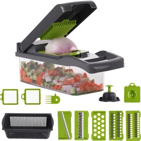 Resim Crisby 16 Parça Hazneli Sebze Doğrayıcı Dilimleyici Kesici Çok Fonksiyonlu Rende Seti 
