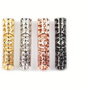 Resim 27Mm Siyah Kavisli Boru Silindirik Büyük Delikli İçi Boş Gevşek Boncuklar Beyaz Zirkonyalı Gömme Hassas Bakır Malzeme Metal Renk Tutma Ara Boncuklar DIY Bileklik Boncuklu Kolye Küpe Takı Ayakkabı Dekorasyonu Giyim Malzeme Aksesuarları 