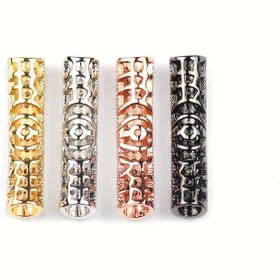 Resim 27Mm Siyah Kavisli Boru Silindirik Büyük Delikli İçi Boş Gevşek Boncuklar Beyaz Zirkonyalı Gömme Hassas Bakır Malzeme Metal Renk Tutma Ara Boncuklar DIY Bileklik Boncuklu Kolye Küpe Takı Ayakkabı Dekorasyonu Giyim Malzeme Aksesuarları 