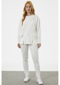 Resim Torba Cep Detaylı Oversize Eşofman Takım - Ekru 001 
