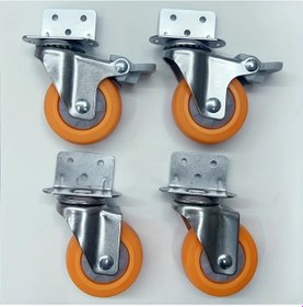 Resim Dashanshop 2 Adet Frenli+2 Adet Döner 2 İnç Sessiz Döner Tekerlek Mobilya Tekerlekleri 