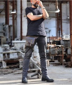 Resim Crow'sRoom Handmade Deri Bel Ve Bacak Çantası Kapaklı Model 