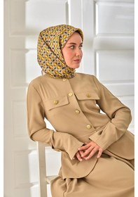 Resim Silk Home Twill İpek Eşarp 11481-27 Vizon, Mavi, Sarı, Yeşil, Koyu Vizon 