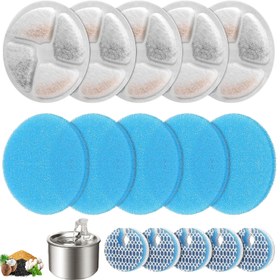 Resim 5 Adet Premium Kedi Su Çeşmesi Filtreleri - 2L/67oz Paslanmaz Çelik Evcil Hayvan İçme Dolumu ile Uyumlu, Temiz, Taze Su için Sünger & Köpük Filtreler Dahil, Su Filtresi 