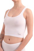 Resim YeaP Underwear Askılı Beyaz Günlük Kullanım Veya Spor Için Pamuklu Likralı Kadın Crop Büstiyer Bralet 