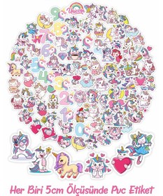 Resim Unicorn Etiket Seti - 5cm - Toplam 100 Adet Etiket 