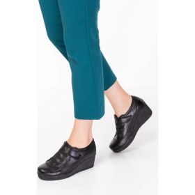 Resim ARTI-ARTI014-14015 Hakiki Deri Ortopedik Kadın Platform Topuk Cırtlı Ayakkabı 