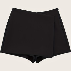 Resim Kadınların Açık Pembe Asimetrik Etek Şortu - Rahat Yüksek Bel Şortu, Bahar ve Yaz için Rahat Polyester Karışımı, Bahar Modası | Kıvrımlı Etek Şortu | Polyester Karışımı 