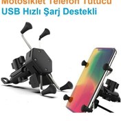 Resim Usb Şarjlı Ayna Bağlantılı Motosiklet Telefon Tutucu Motor 