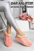 Resim Slipcat Unisex Peluş Içi Yünlü Kışlık Panduf Ev Pandufu Pudra 