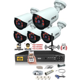 Resim Ids 5 Kameralı 5mp Sony Lensli 1080P Fullhd Güvenlik Kamerası Sistemi - Hard Disksiz 