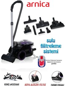 Resim Arnica 2400W SU Filtreli Toz ve alerjenleri etkin Bora ET11133 Su Filtreli Süpürge Mor+ Eklenebilir Parfüm 