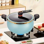 Resim 7L Ekstra Büyük Ağır Hizmet Tipi Dökme Demir Yemek Tenceresi, Kilitli Cam Kapaklı, Bulaşık Makinesine Uygun, Gaz ve Elektrikli Ocaklar için Uyumlu, Eşit Isı Dağılımı - Çorbalar, Güveçler, Haşlama, Kızartma İçin İdeal - Büyük Aileler & Profesyonel Mutfaklar için - Şık Siyah & Altın Tasarım - Mükemmel Mutfak Hediyesi 
