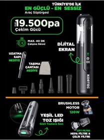 Resim Kortec Profesyonel 22500 Pa 120 W Güçlü Toz Işıklı Portatif Üflemeli Sessiz (88 dB) Araç Süpürgesi 