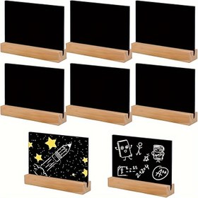 Resim 8 adet mini siyah tahta ile standlar, buffetler, düğünler, partiler, doğum günleri ve barlar için imzalar yazmak için mükemmel, fiyat etiketleri ve dekorasyonlar için de kullanılabilir. 