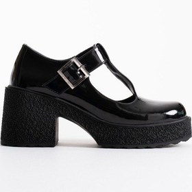 Resim Alfaze Siyah Rugan Günlük Dolgu Topuklu Ayakkabı Siyah 