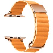 Resim ​​​Watch 44mm Uyumlu KRD-78 PU Deri Kordon Strap Kayış CLO- Turuncu 
