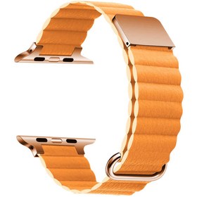 Resim ​​​Watch 44mm Uyumlu KRD-78 PU Deri Kordon Strap Kayış CLO- Turuncu 