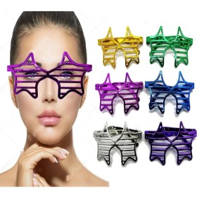 Resim MCM Group Metalize Ekstra Parlak Yıldız Panjur Parti Gözlüğü 6 Renk 6 Adet - Lisinya 