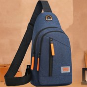 Resim Erkekler İçin Hafif Ayarlanabilir Göğüs Çantası - Dayanıklı Naylon, Çoklu Fermuarlı Bölmeler, Mavi & Turuncu Detaylar, Günlük Kullanım, Küçük Crossbody Çanta, Modern Aksesuar, Güvenli Fermuar Kapatma, Şehir Seyahati, Şık Tasarım, Yüksek Kalite Kumaş, Kompakt Sırt Çantası, Kadınlar İçin Uygun 