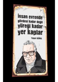 Resim Yaşar Kemal Mini retro ahşap poster 