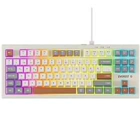 Resim Everest KB-98 SILENT TKL Gri-Gri Mavi-Kahve Rainbow Türkçe Q Membrane Klavye 