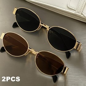 Resim 2 çift retro oval metal çerçeveli erkek ve kadın için şık günlük kullanım ve fotoğraf çekimi seti 