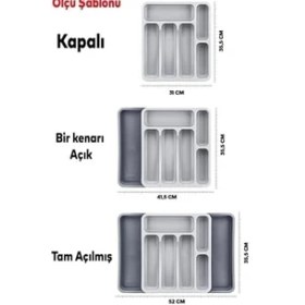 Resim Çift Taraflı Ayarlanabilir Organizer Çekmece Içi Kaşıklık Uzayabilen Çatal Bıçaklık Düzenleyici 