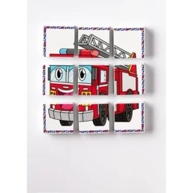 Resim SDT Group Manyetik Blok Çift Taraflı 9 Parçalı Mıknatıslı Itfaiye - Traktör Puzzle - 2 Görsel Yapboz 