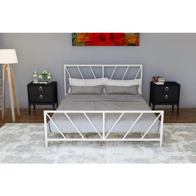 Resim Metalia Gm 227 Gözde Beyaz Çift Kişilik Karyola 150 x 200 