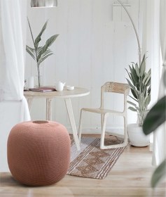 Resim Koza Home Fluffy Örgü Puf Somon 