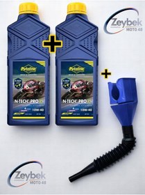 Resim PUTOLINE 2 ADET N-TECH PRO R+ TAM SENTETİK 4 ZAMANLI 10W40 MOTOSİKLET YAĞI + Yağ Dolum Aparatı 