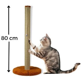 Resim 80 Cm Tırmalama Tahtası Silindir Taban Uzun Catnipli Tırmalama Tahtası Turuncu 