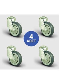 Resim Emes ES04MBR100 Oynak Delik Bağlantılı Kauçuk Tekerlek 4 Adet 