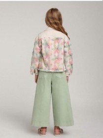 Resim Kız Çocuk Yüksek Bel Yumuşak Dokulu Bel Ayar Lastikli Pantolon-15587 Yeşil 